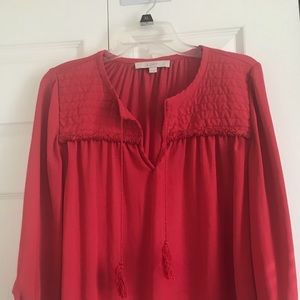 Loft Medium Red Blouse 3/4 Sleeves
